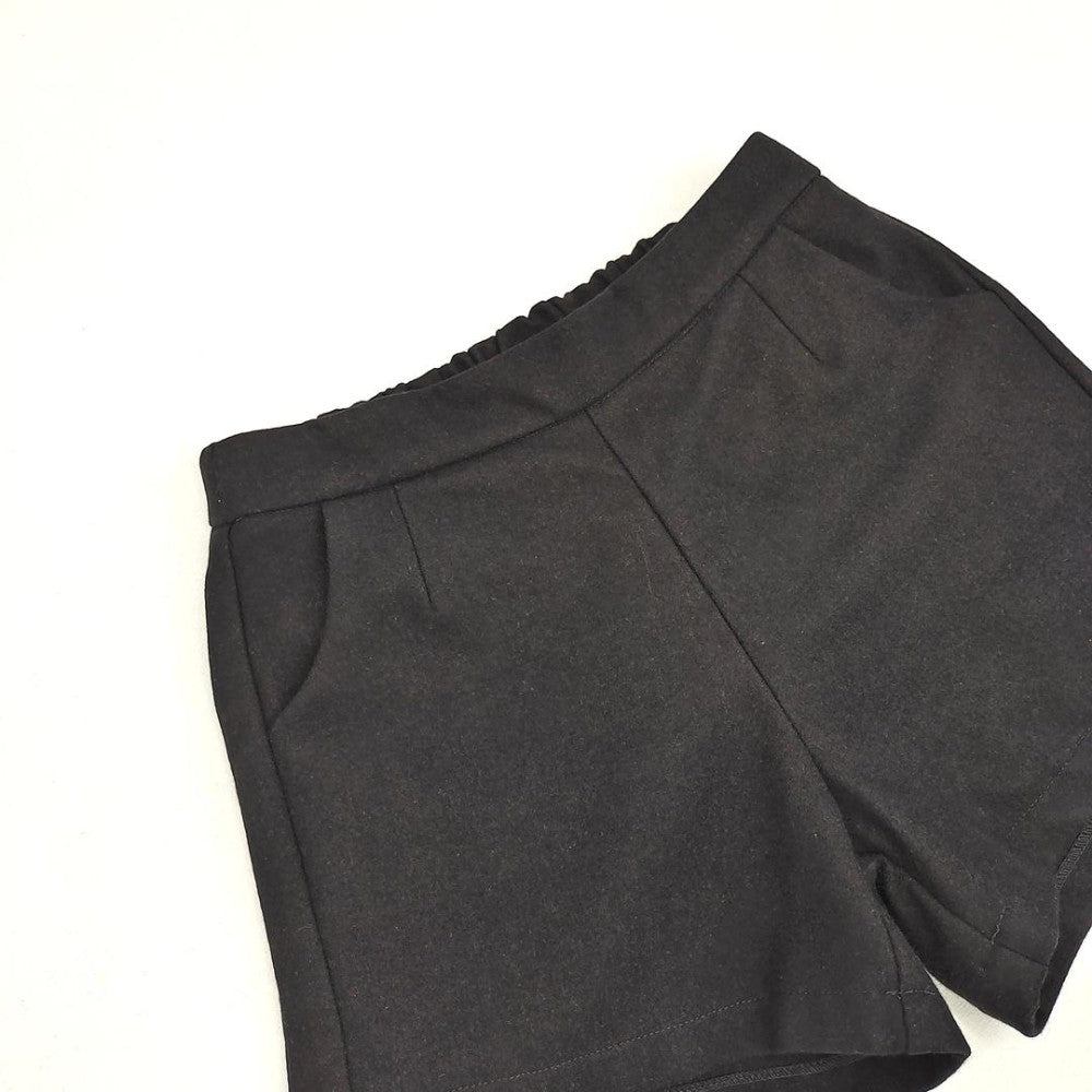 Black High Waist Shorts with Pockets Casual Elastic Waist Cotton Blend Bottoms