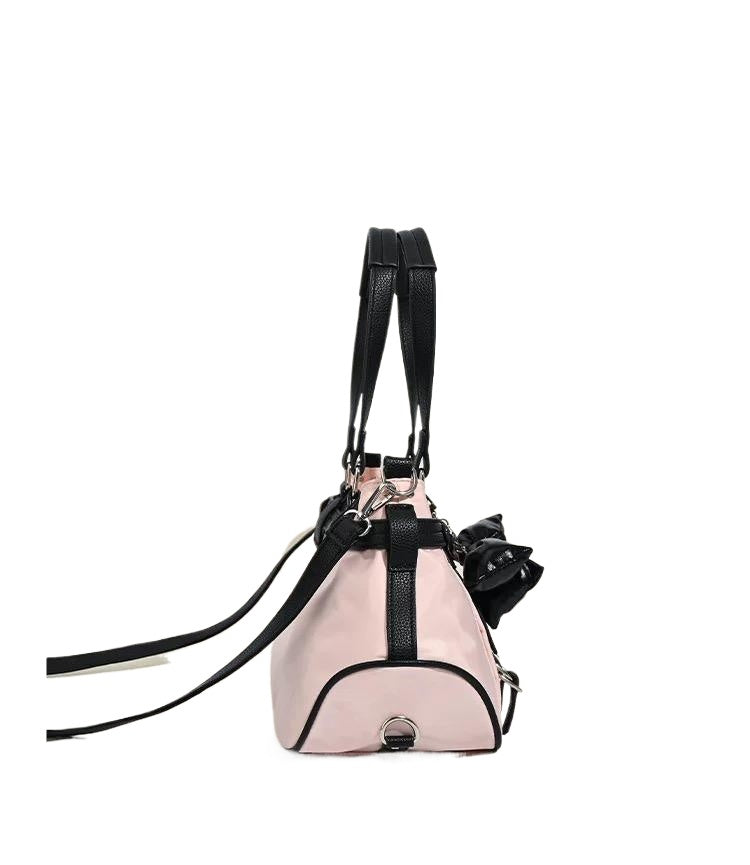 Punk Style Large Capacity Women's Gym Bag Bow Accent Shoulder Handbag Nylon Tote