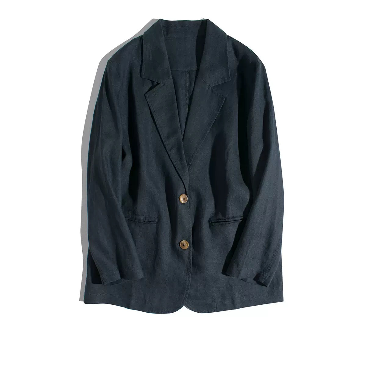Navy linen blazer, lightweight and breathable women’s jacket