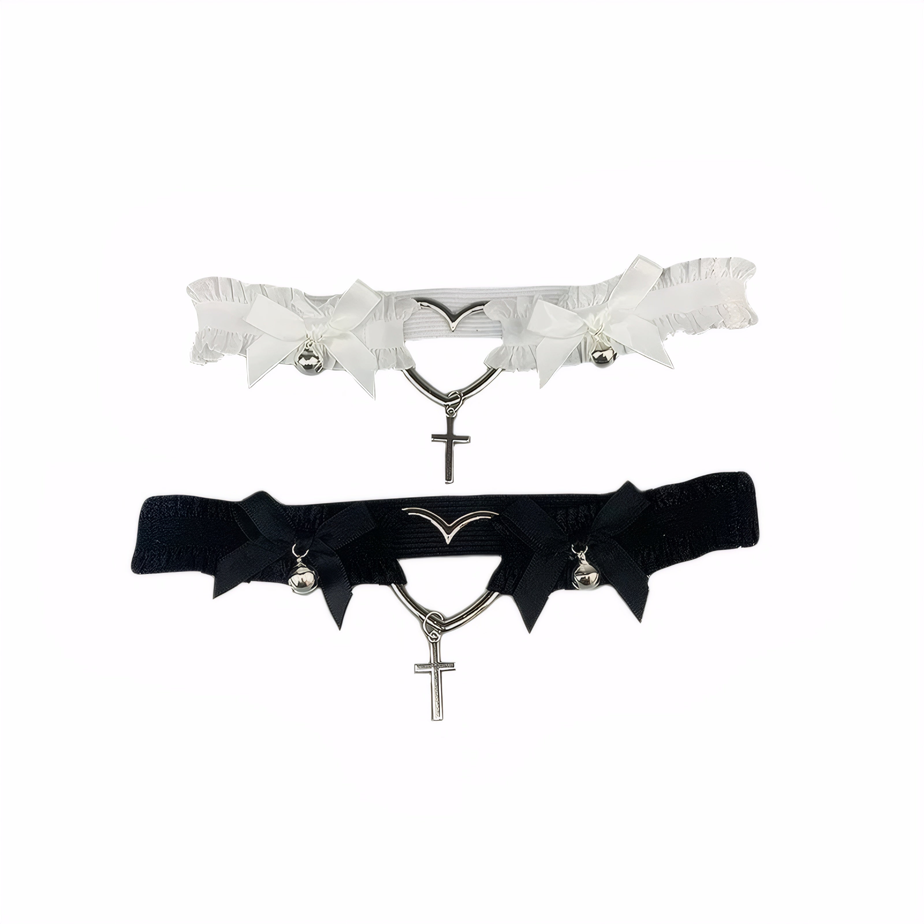 sweet-style garter belt with bows, bell, and adjustable strap.bow frill leg band gothic garter cosplay adjustable thigh ring