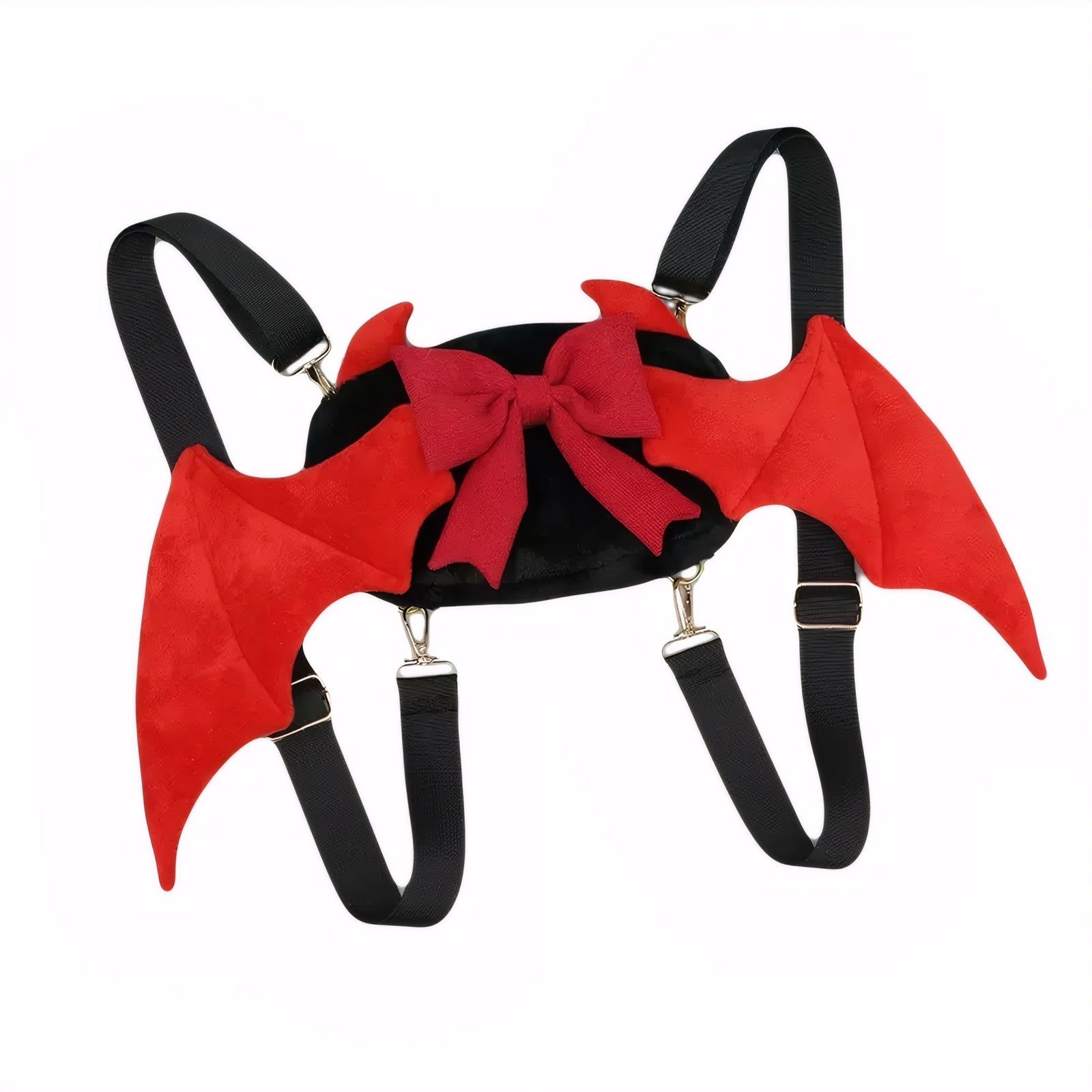 Black Bat Wing Devil Horn Ita Bag with Red Bow devil wing backpack