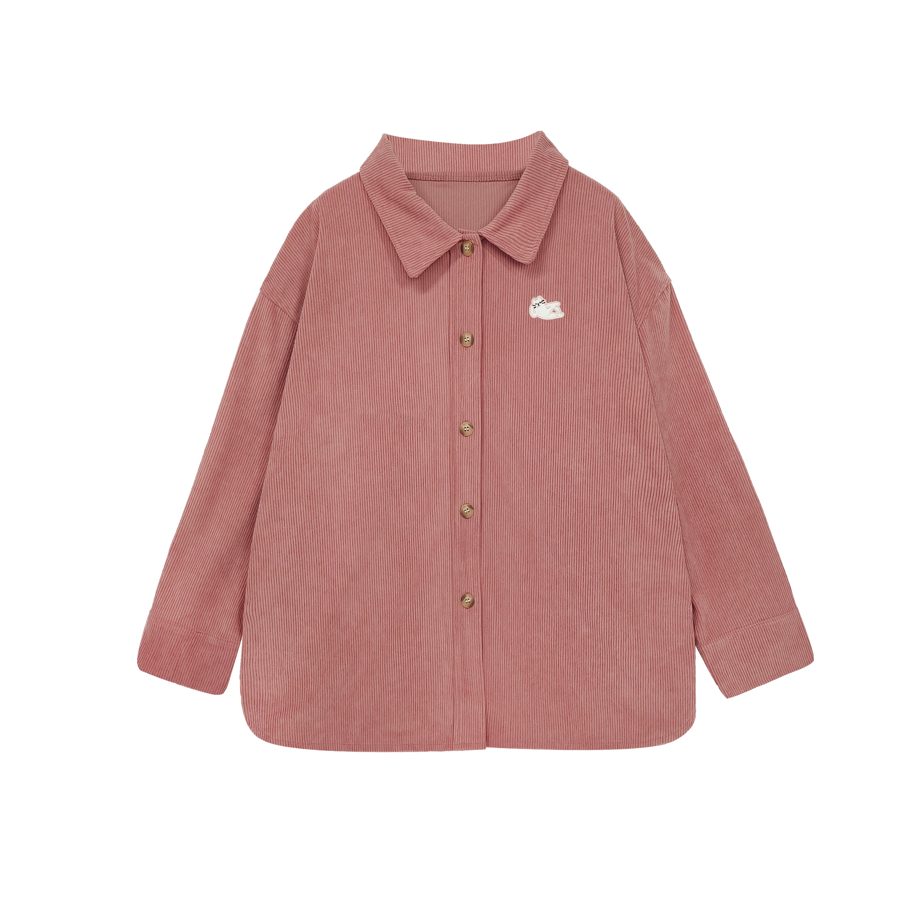 kawaii corduroy shirt embroidered animal jacket