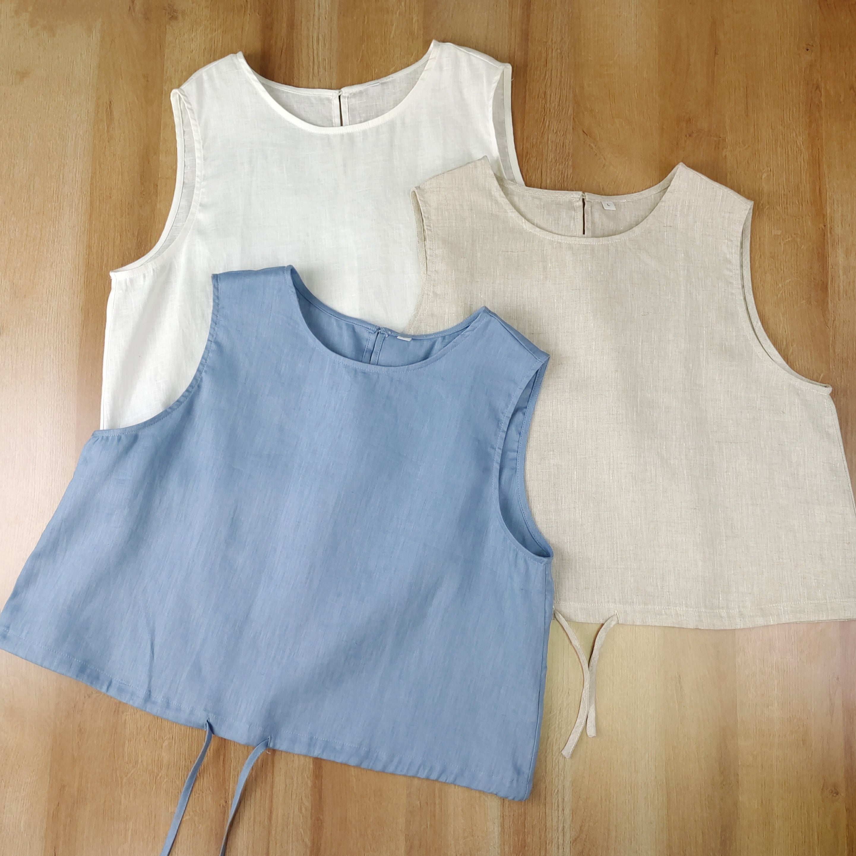 Old Money Style Linen Tank Top Women Summer Sleeveless Crop Blouse with Drawstring Hem