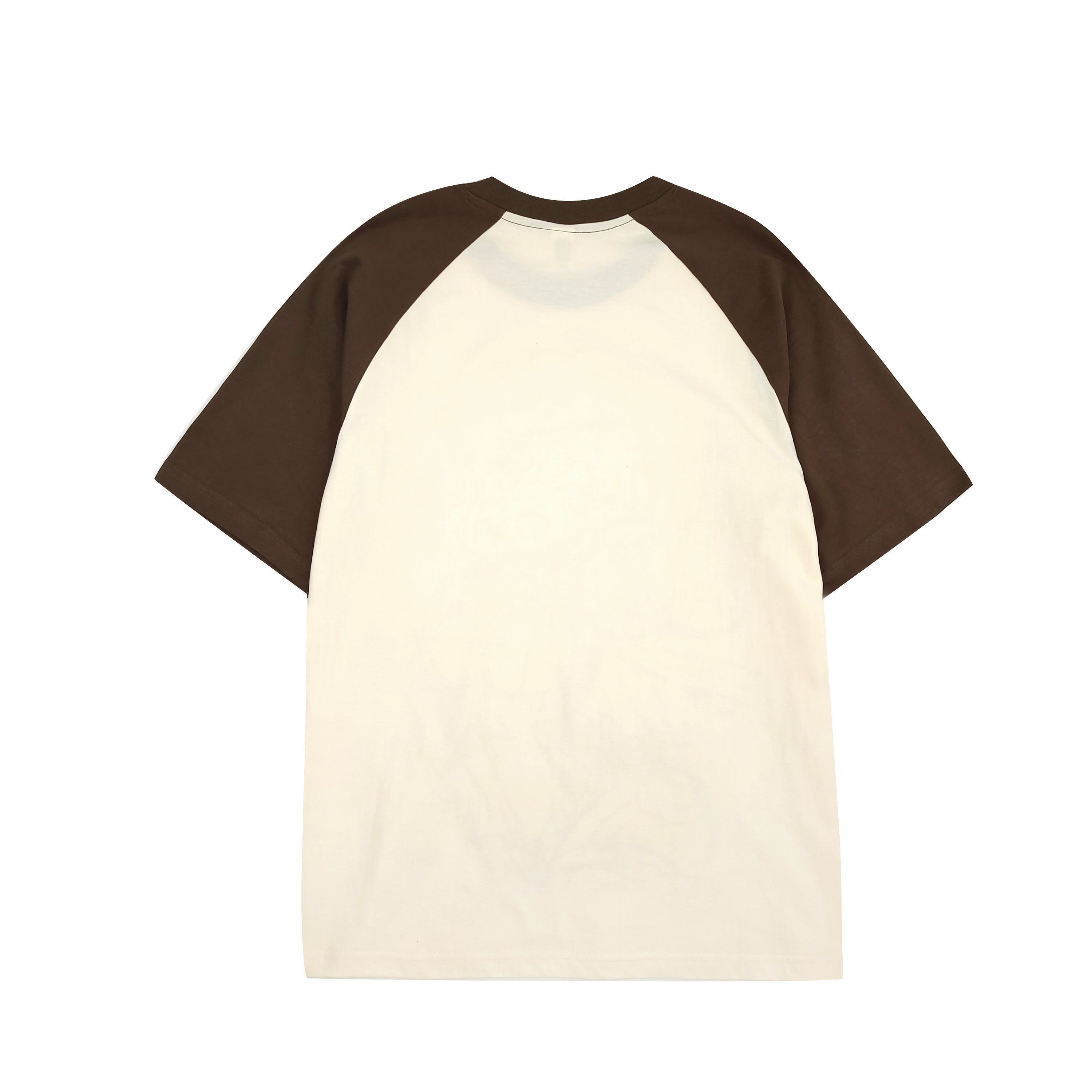 Brown Raglan Anime Sketch Tee Oversized Cotton Graphic T-Shirt Hand-Drawn Hero Print