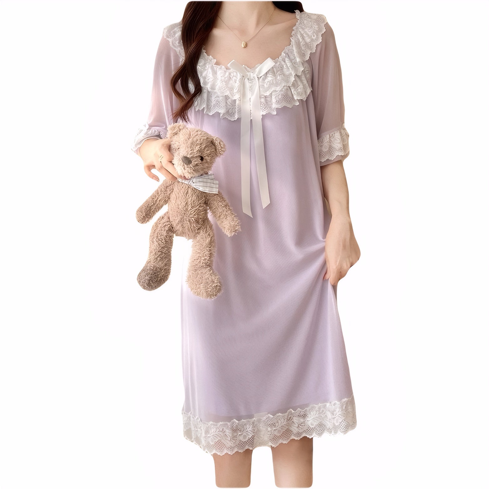 lolita nightgown princess sleepwear lace sleep cotton nightdress summer sleepwear