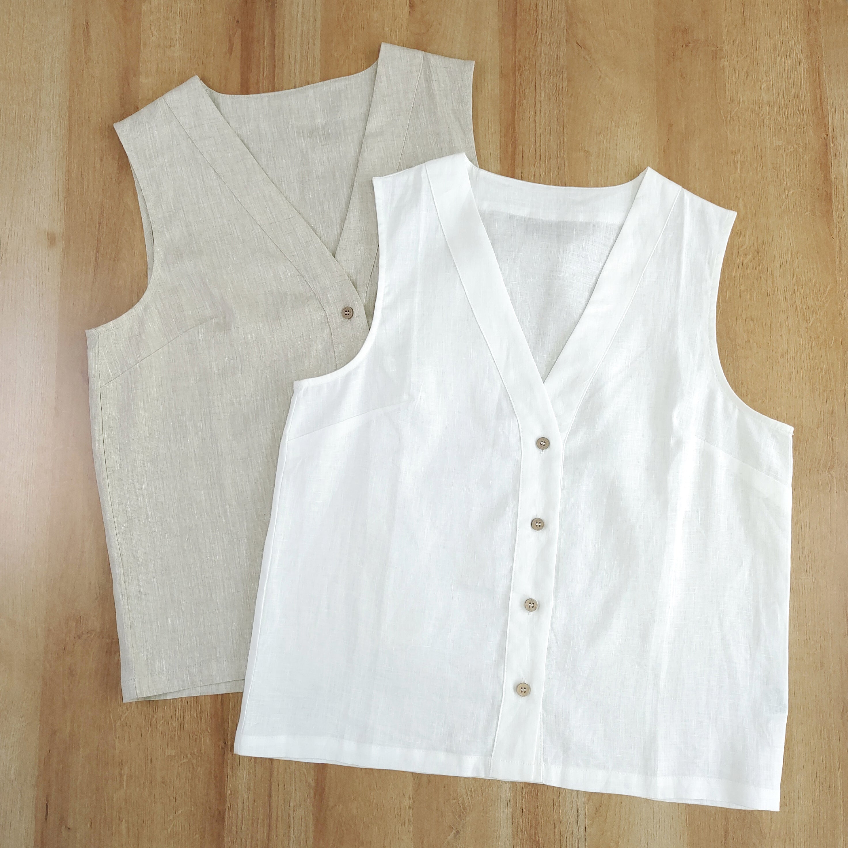Natural Linen V-Neck Vest Top Women’s Sleeveless Button Down Shirt Summer Casual Old Money Style Tank Blouse