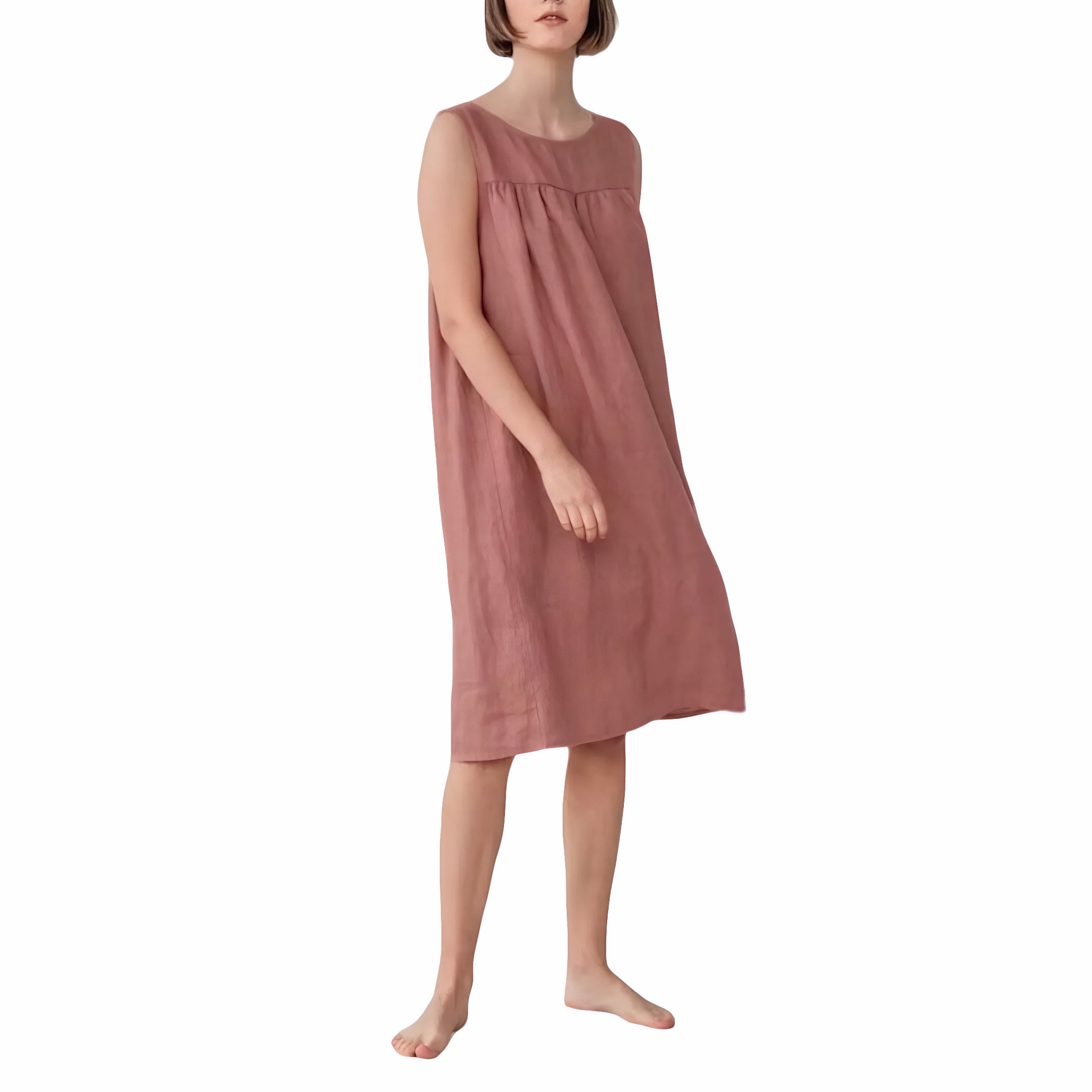 Natural breathable linen sleepwear dress for women