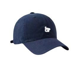 Navy blue cap with bear design – adjustable vintage style cotton hat minimal cotton dad hat
