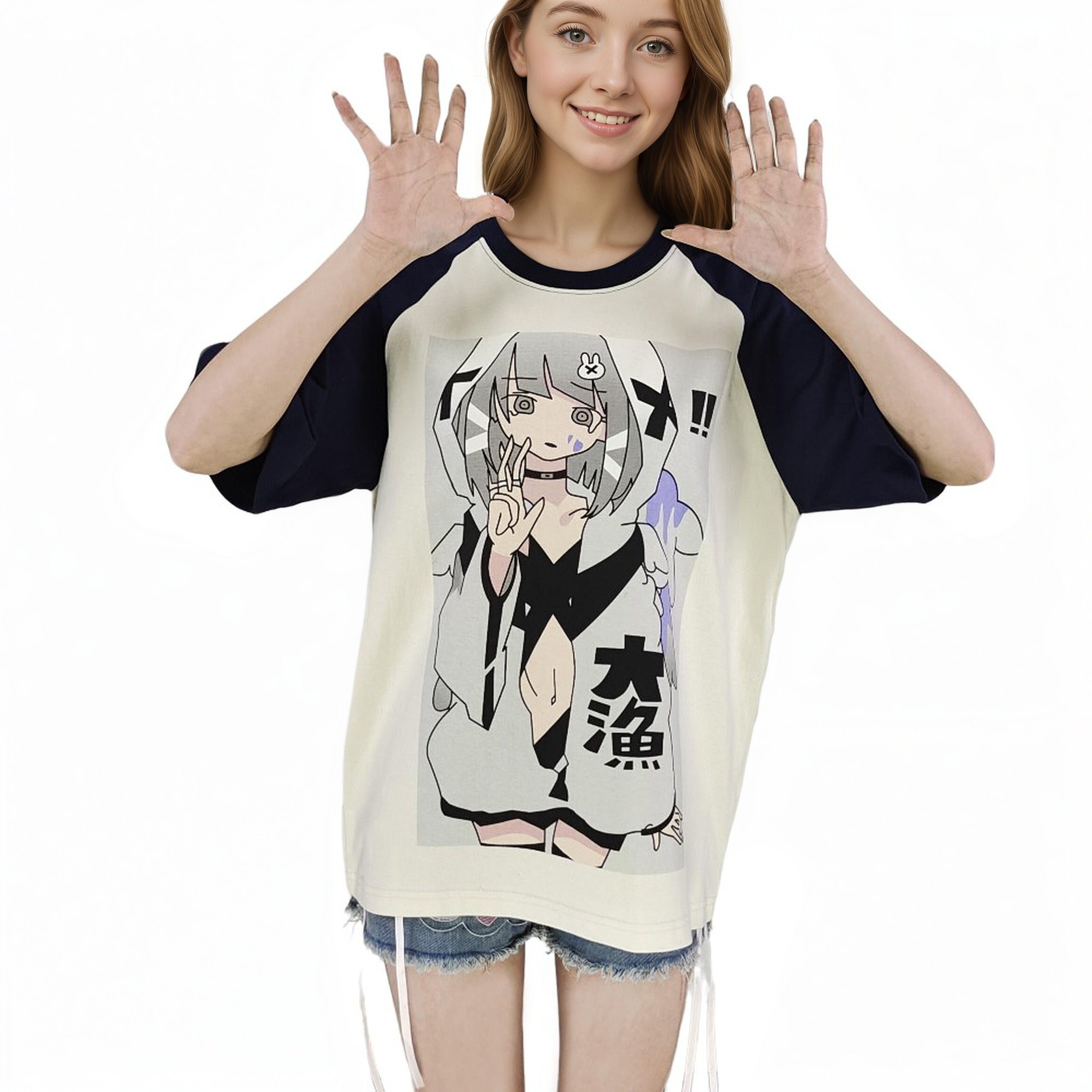 Casual streetwear oversized T-shirt for summer anime lovers