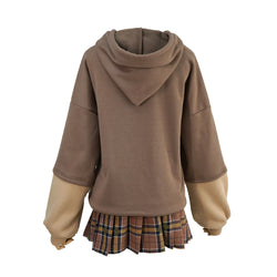 cozy sweatshirt for girls fake two-piece hoodie embroidered hoodie

