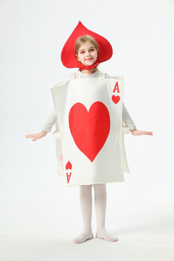 Wonderland Playing Card Costume Parent-Child Spade & Heart Ace Outfit for Halloween