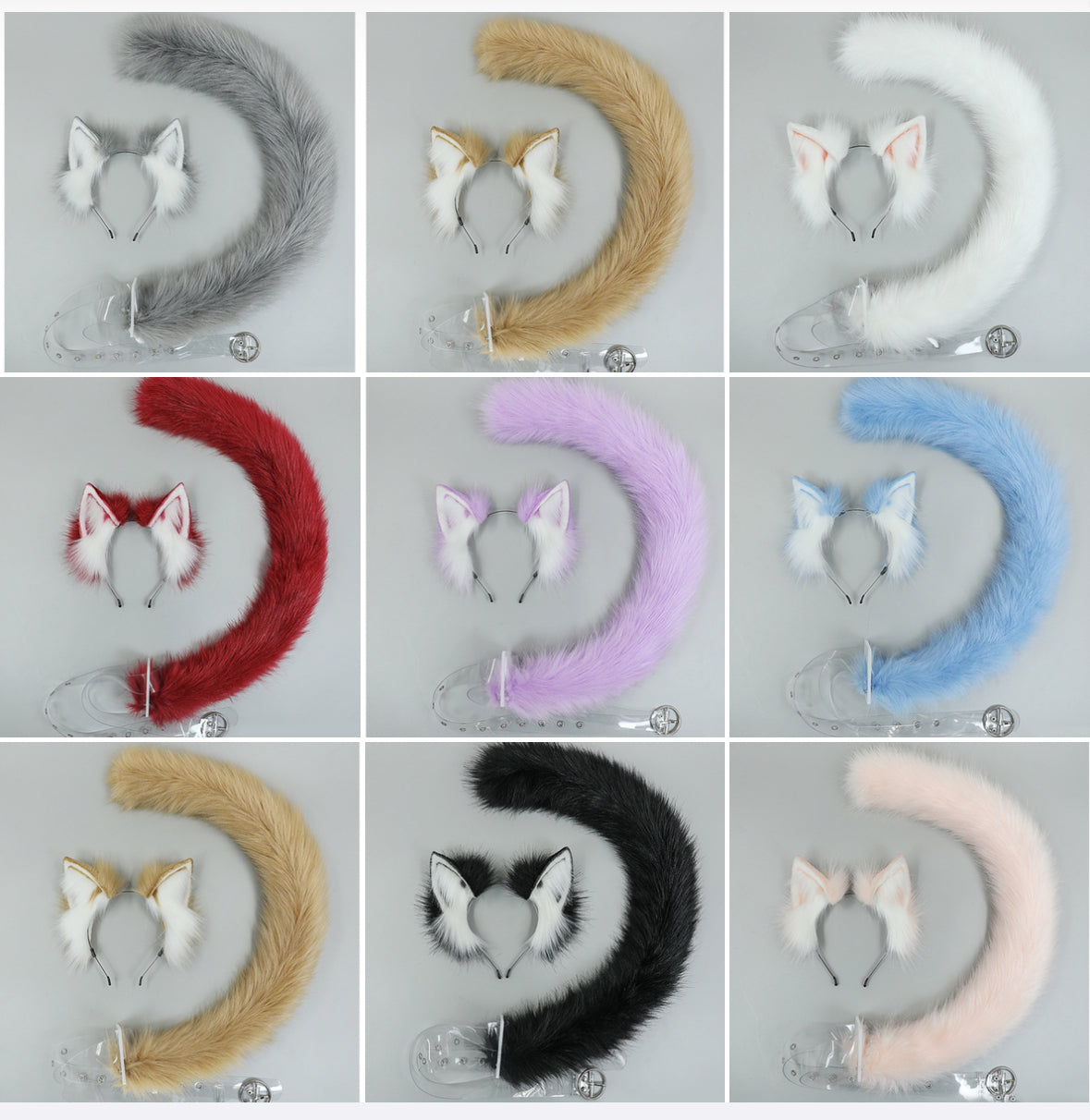 Kawaii Fox Ears Headband and Detachable Tail Set Fluffy Animal Cosplay Costume Accessories for Teens