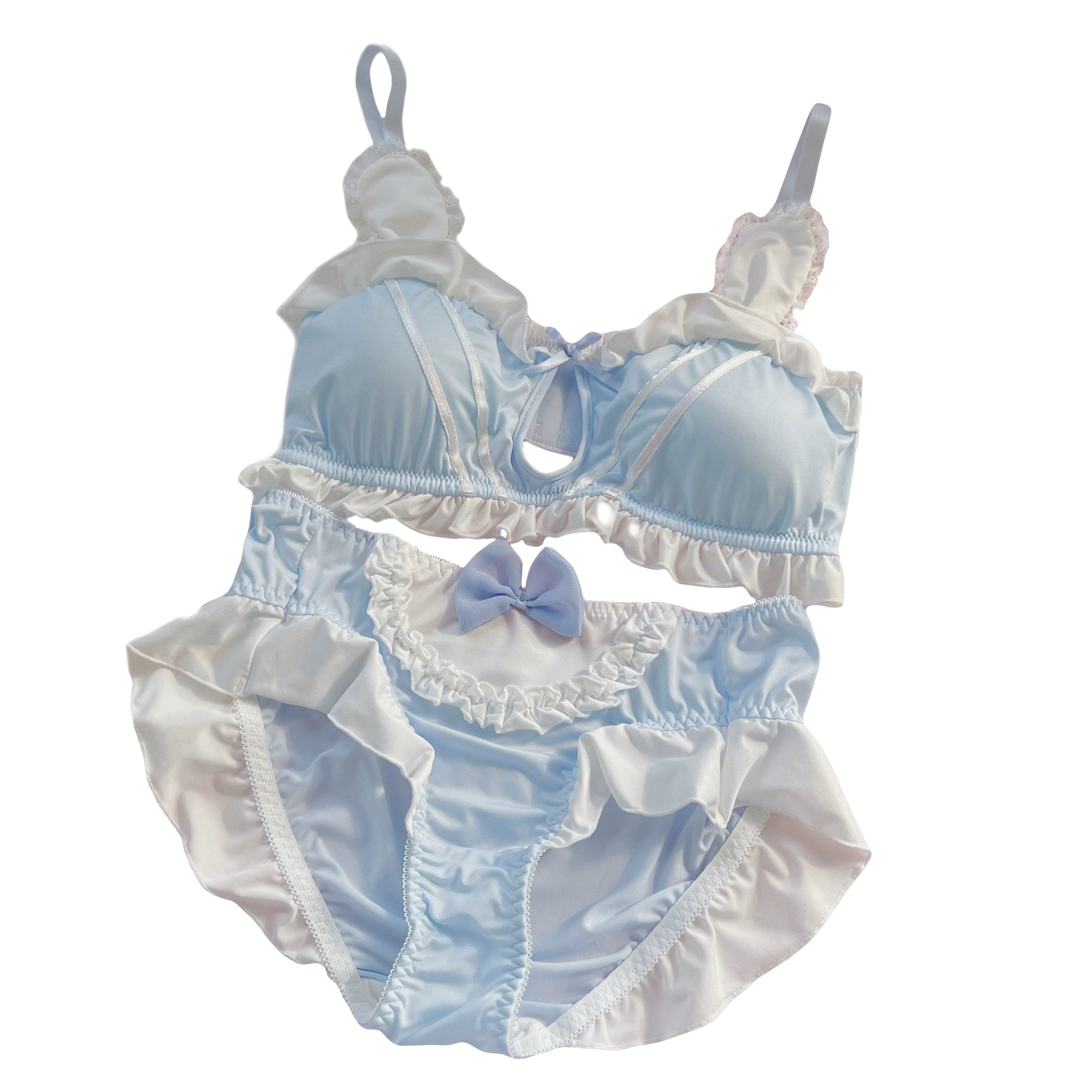 bunny ears bra set soft cup underwear, lolita lingerie set cute ruffle panties Japanese style lingerie