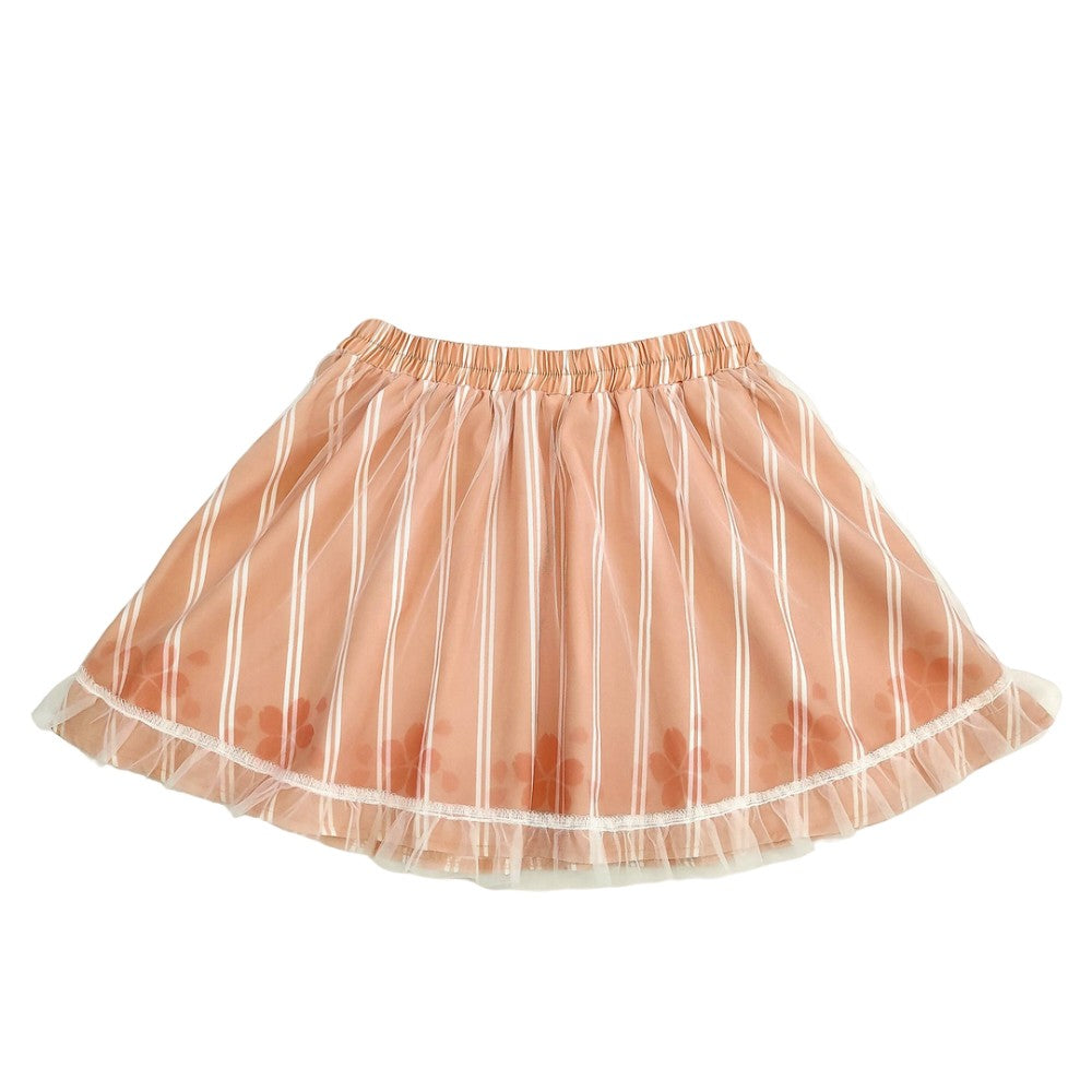 Peach pink layered skirt with organza overlay