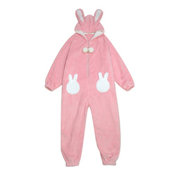 Bunny Ears Onesie Pajamas for Women Adult Animal Rabbit Halloween Cosplay Zipper Fleece Cozy One Piece Costume