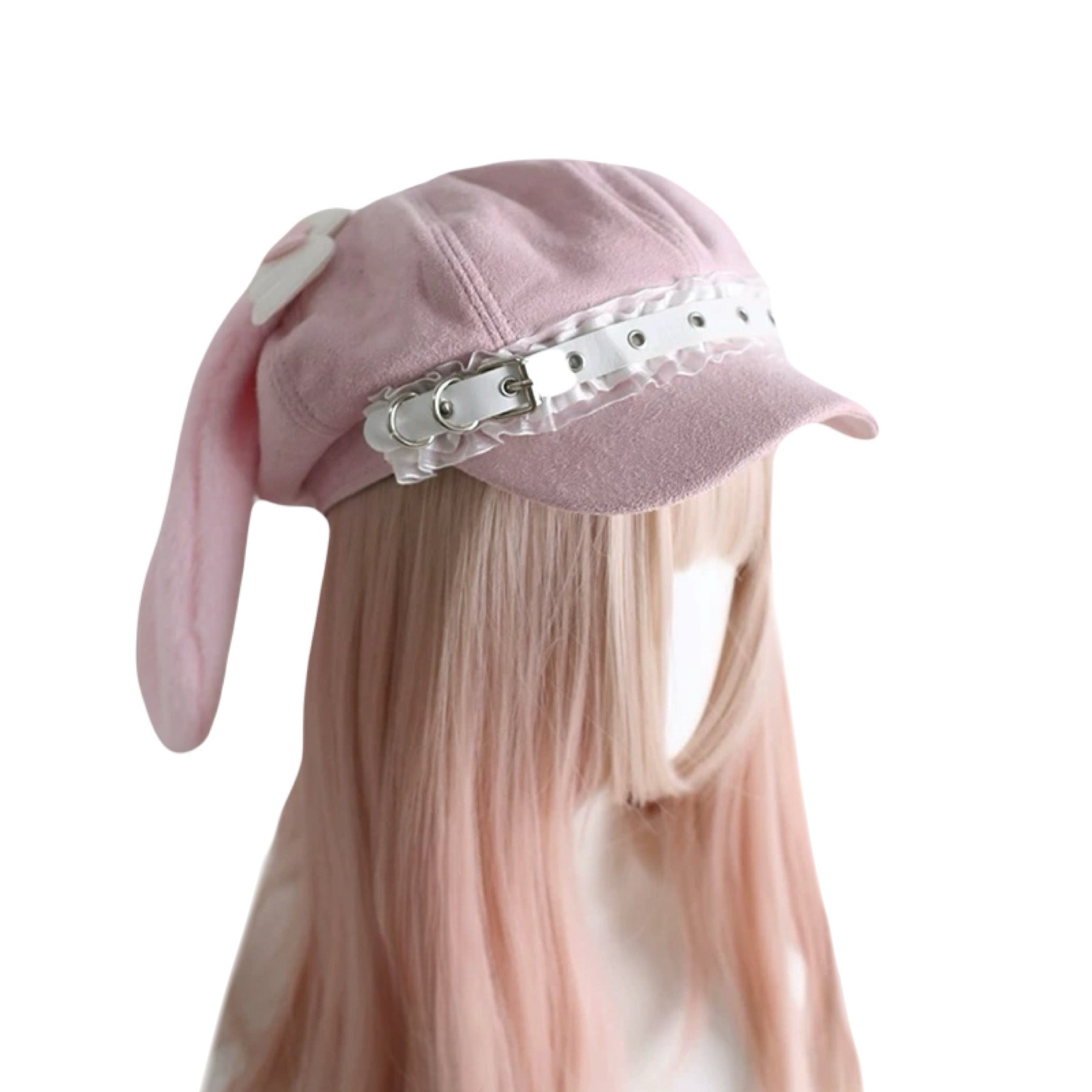 suede bunny cap subculture eight-panel hat floppy ear beret