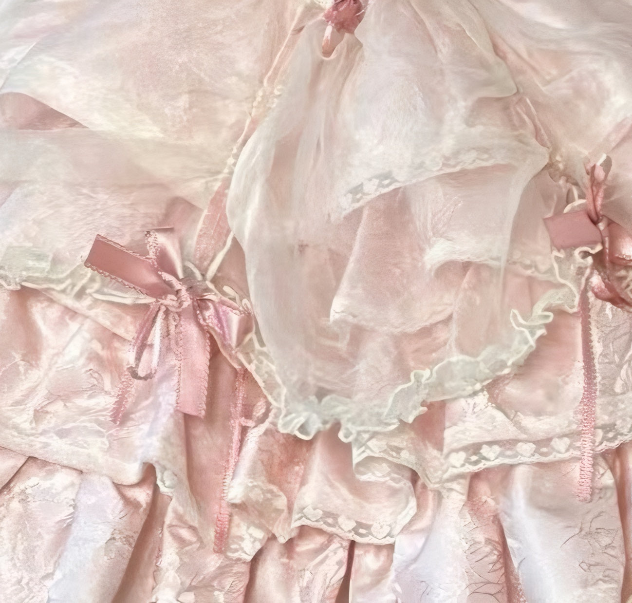 Elegant Lolita Ruffle Dress with Detachable Sleeves Lace Layered Cocktail Party Dress