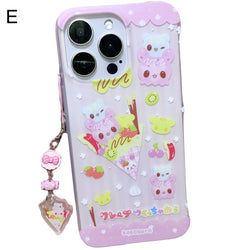 Sweet dessert crepe iPhone case with cartoon animals and charms