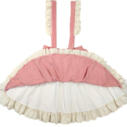 Kawaii pink suspender skirt with ruffle hem and lace harajuku girly skirt