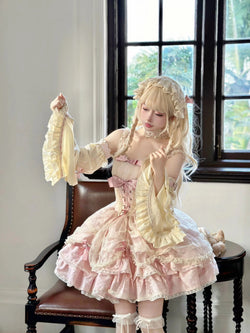 Puffy Lolita dress with vintage-inspired lace and ribbon accents sweet lolita outfit princess aesthetic dress