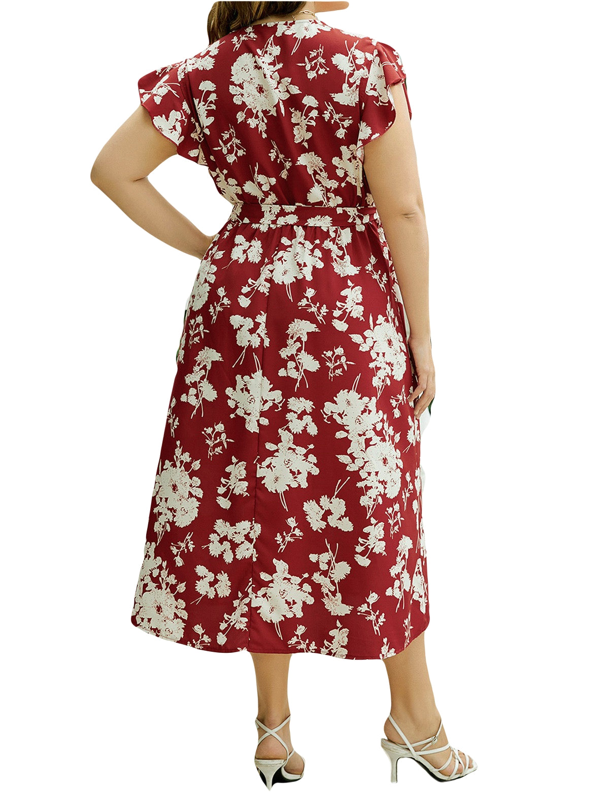 flowy bohemian dress for women floral print mid-length dress casual plus size vacation dress