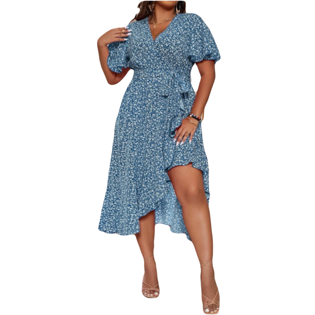 asymmetrical hem curvy dress,L 1XL 2XL 3XL 4XL summer casual beach dress plus size