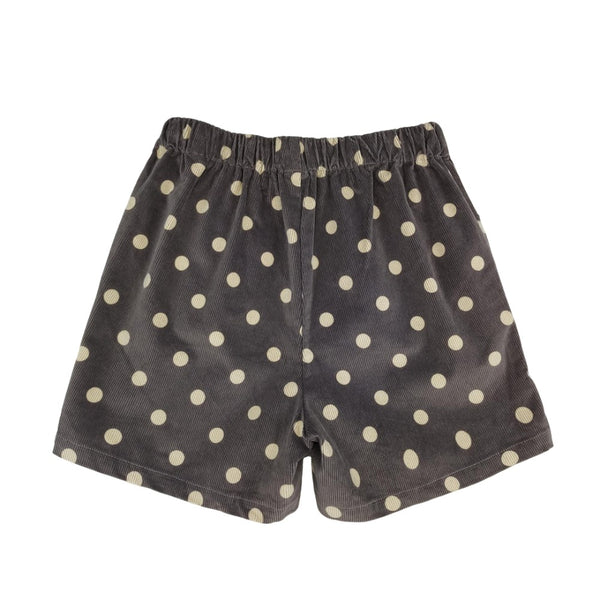 Vintage style polka dot corduroy loose shorts, casual fit