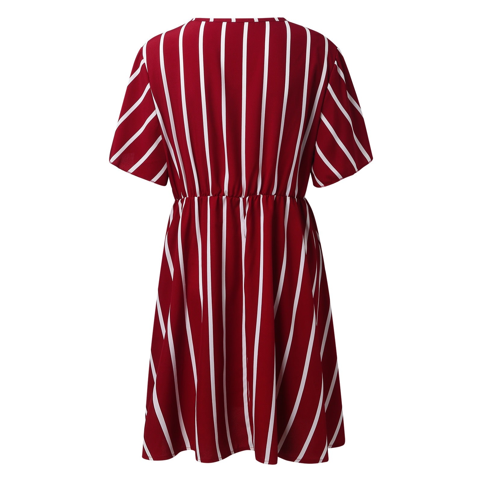 Plus Size Boho Striped V-Neck Dress for Women Short Sleeve Casual Loose Fit Waist Dress