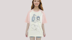 Harajuku Manga Graphic T-Shirt for Women Kawaii Cat Anime Print Short Sleeve Tee Loose Fit Raglan Top
