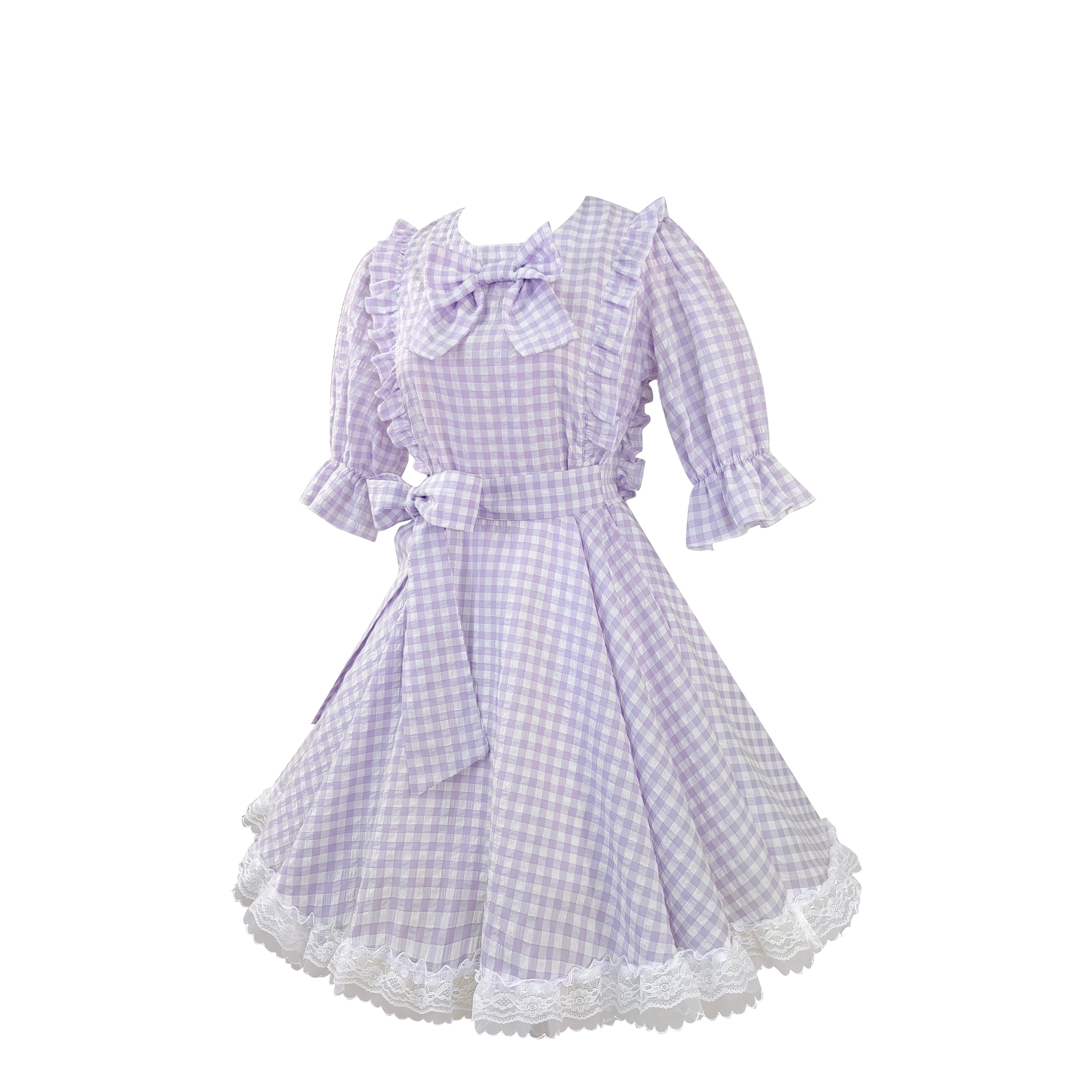 Sweet Lolita party dress in pastel color with bow accents frilly party dress