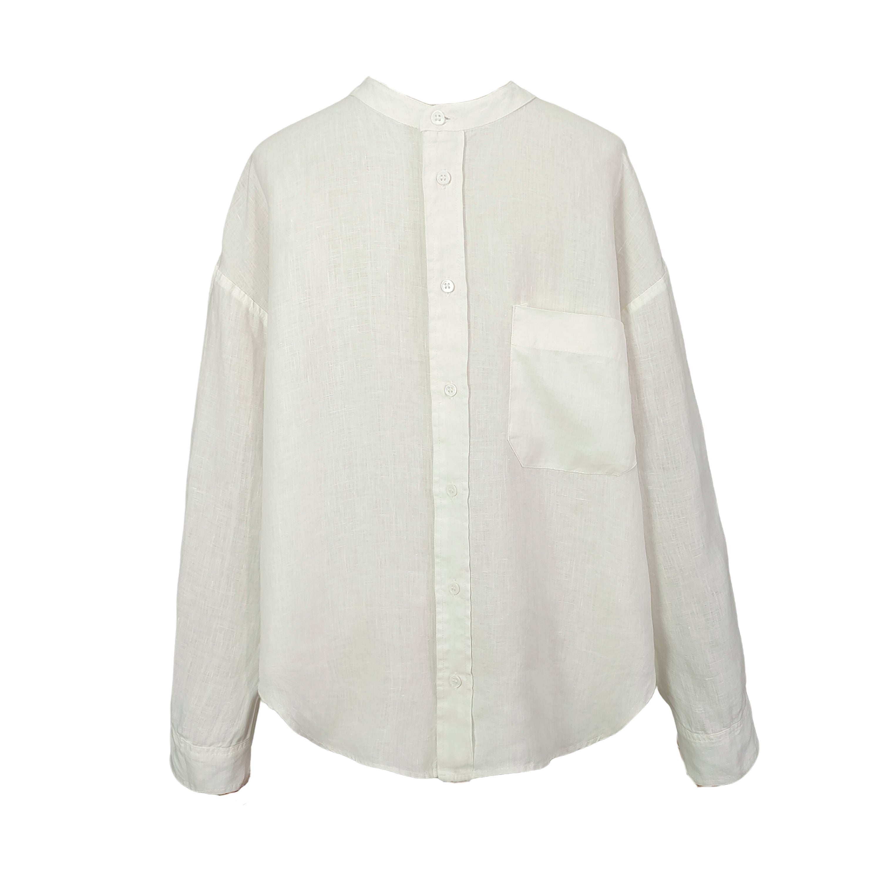 Casual unisex linen shirt, breathable summer top with natural shell buttons