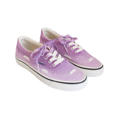 Purple canvas shoes with dreamy sky and cloud print kawaii women hand-painted shoes