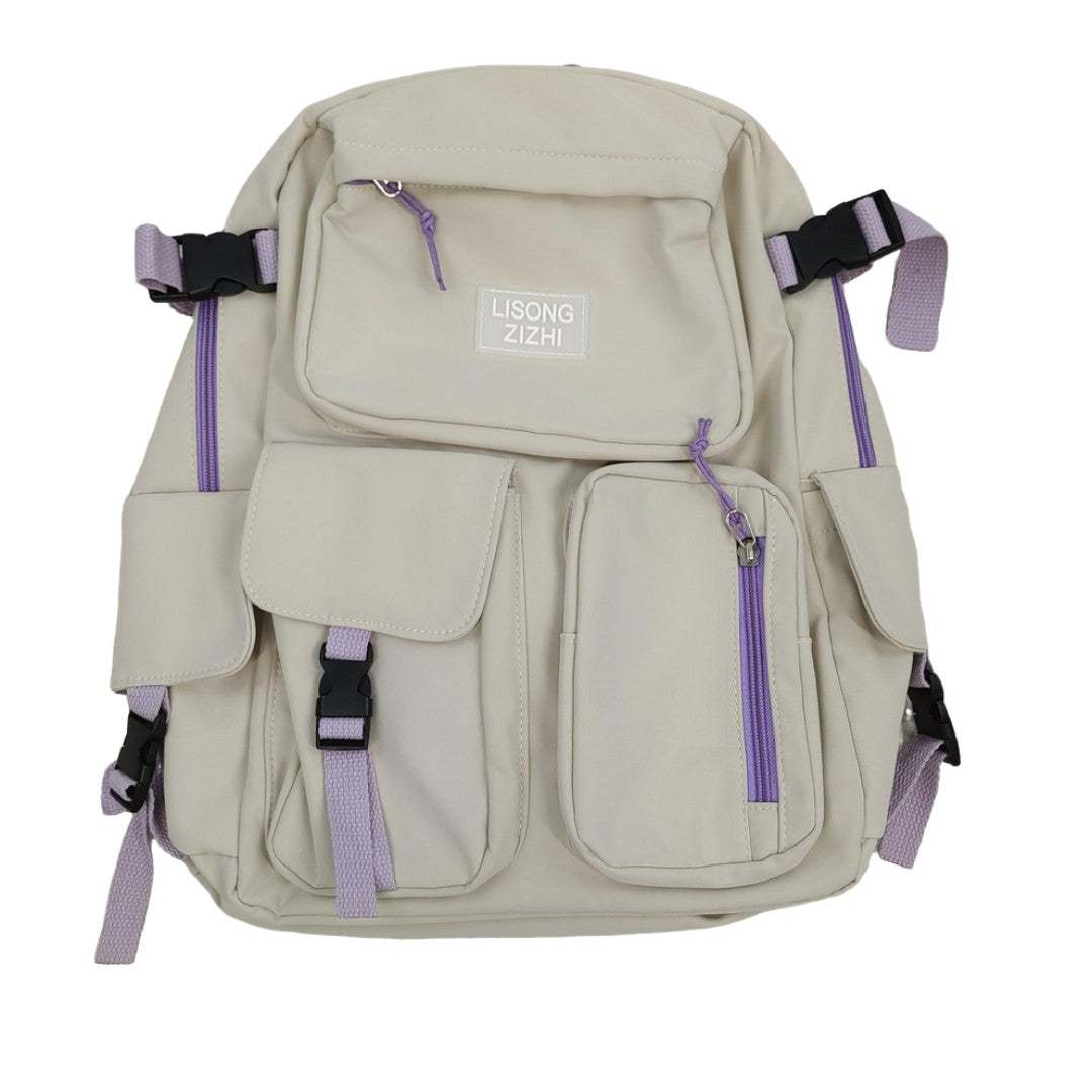 Clearance Beige Multi-Pocket Backpack Good Quality Canvas Travel & School Bag