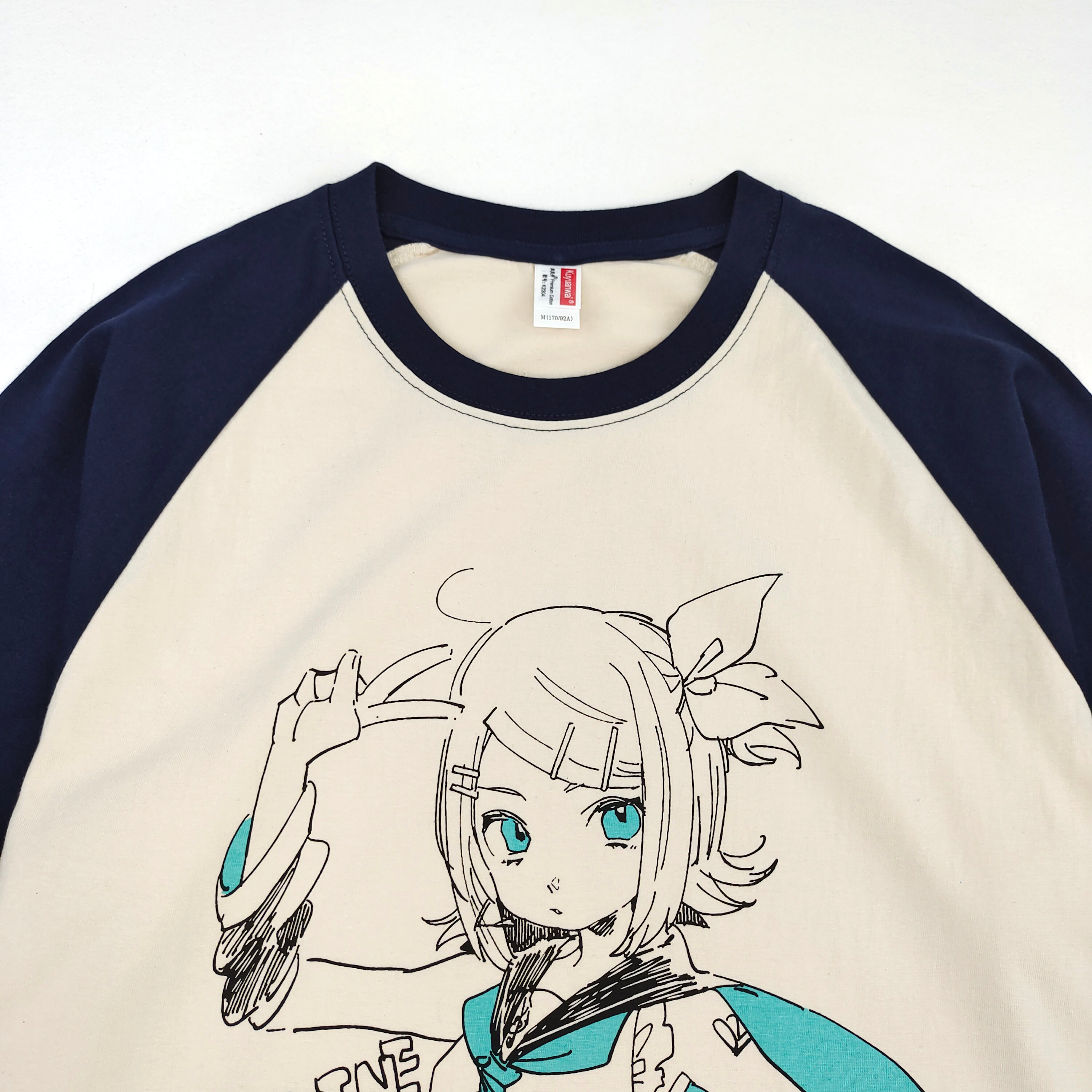 Kagamine Rin Anime T-Shirt for Girls Harajuku Loose Vocaloid Oversized Cotton Tee Raglan Sleeve