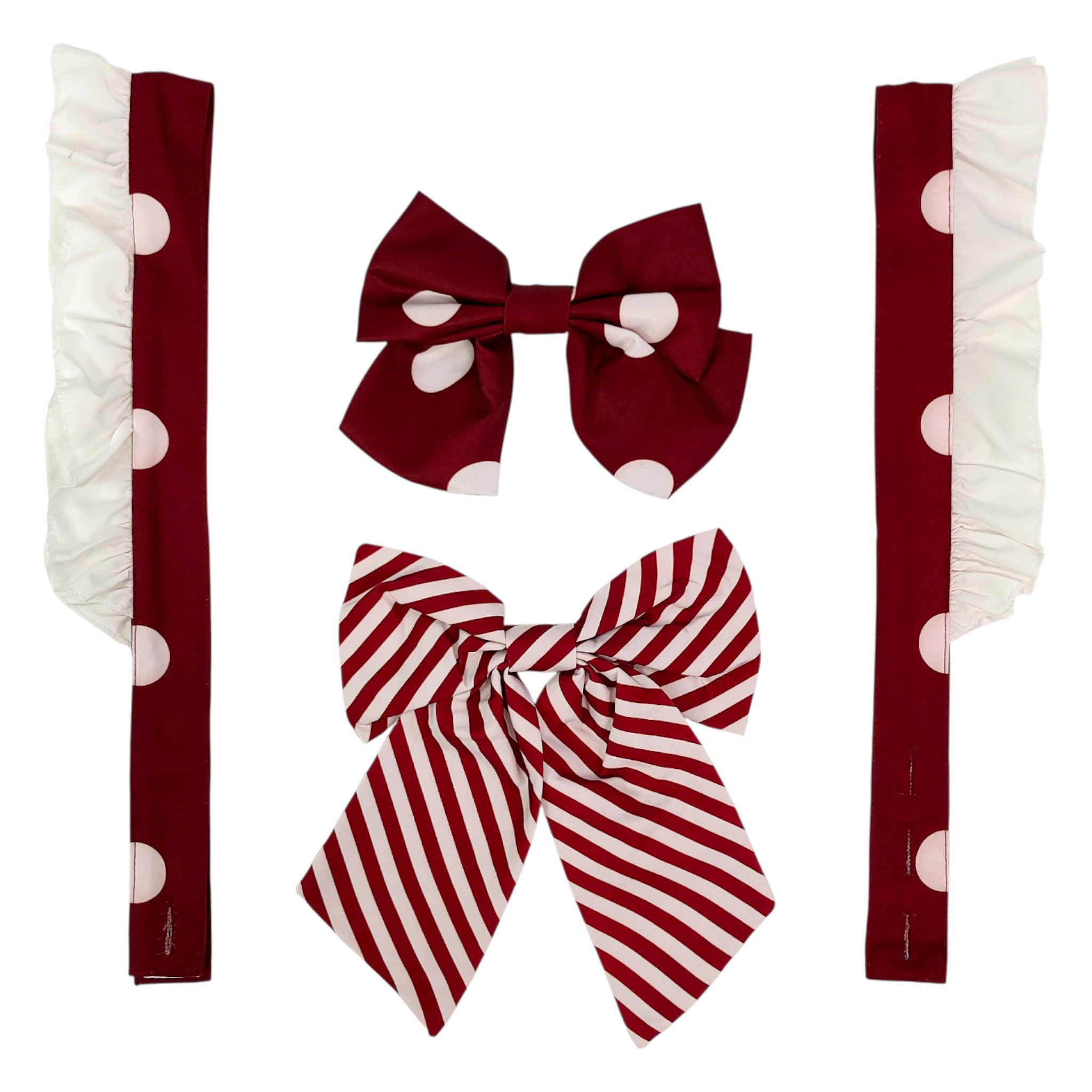 Sweet Polka Dot Lolita Skirt with Heart Pockets and Neck Bow Kawaii A-Line Ruffle Mini Skirt for Girls