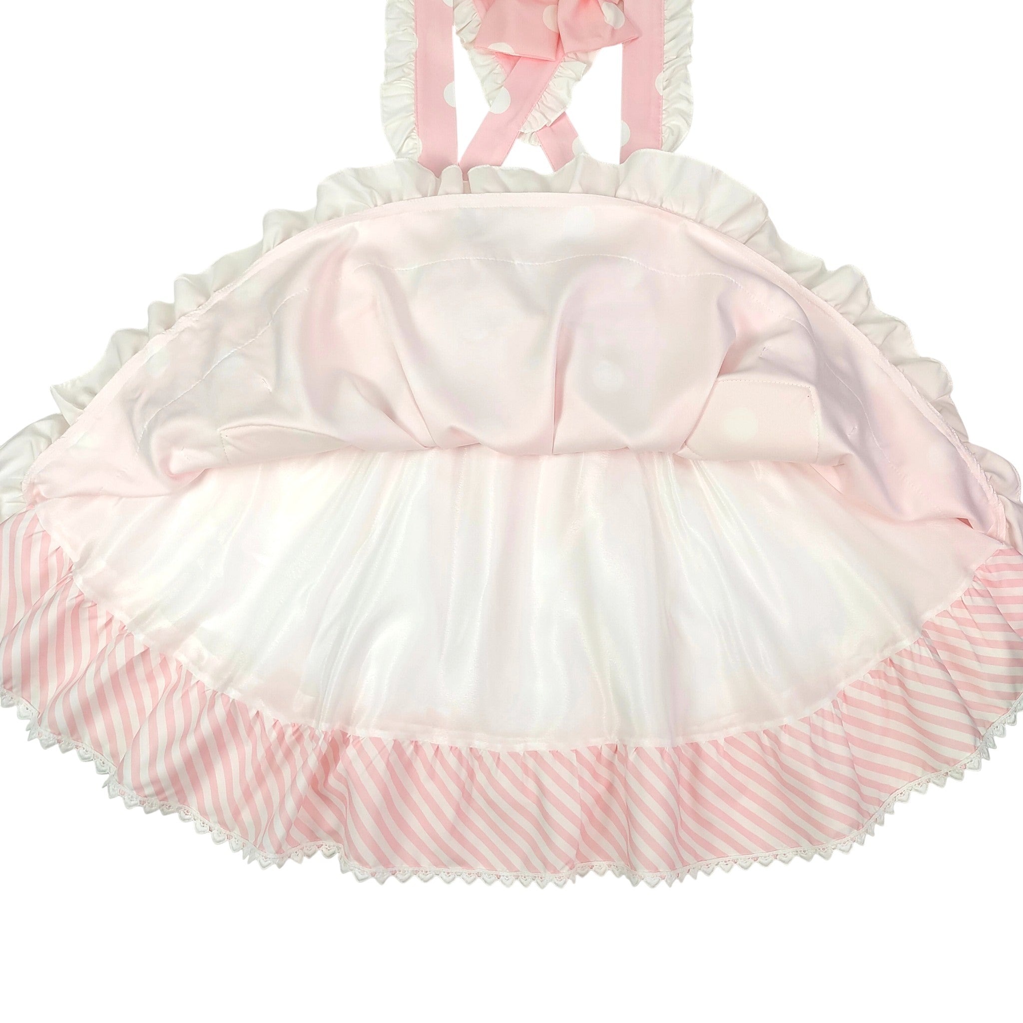 Sweet Polka Dot Lolita Skirt with Heart Pockets and Neck Bow Kawaii A-Line Ruffle Mini Skirt for Girls