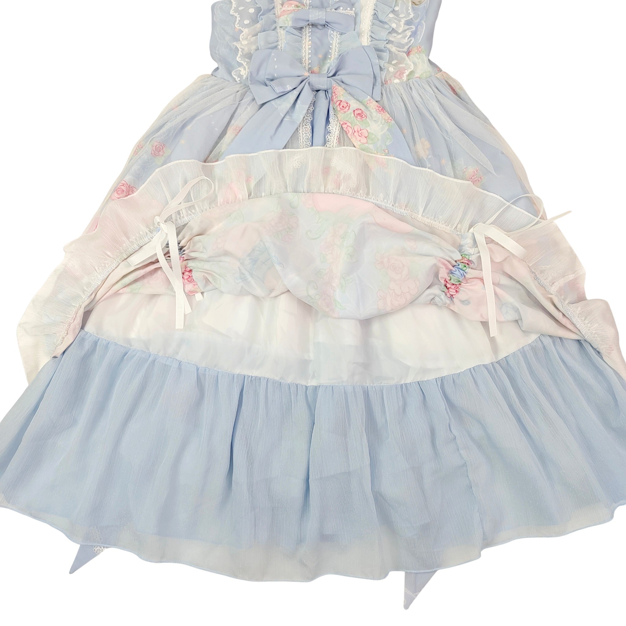 Sweet Lolita Cupcake Cat Print JSK Dress with Lace Ruffles Big Bow Kawaii Princess Style
