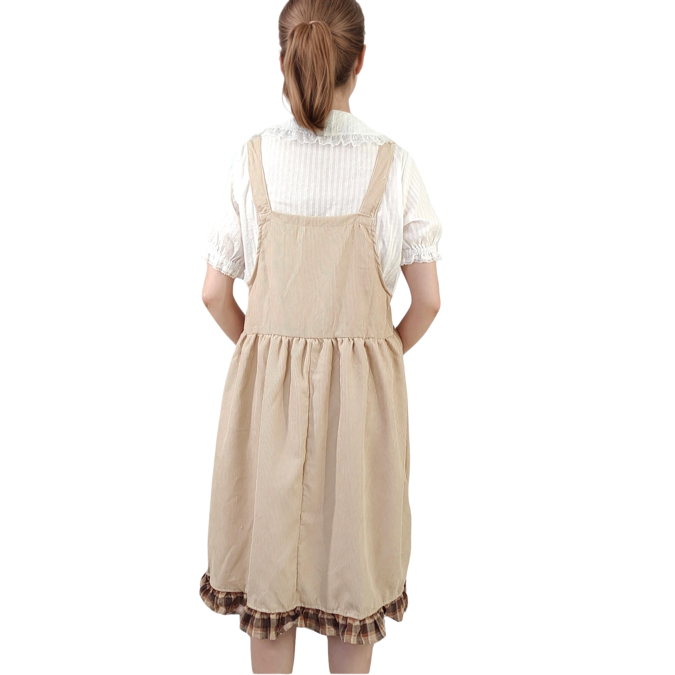 Casual cute bear-themed pinafore skirt for young girls