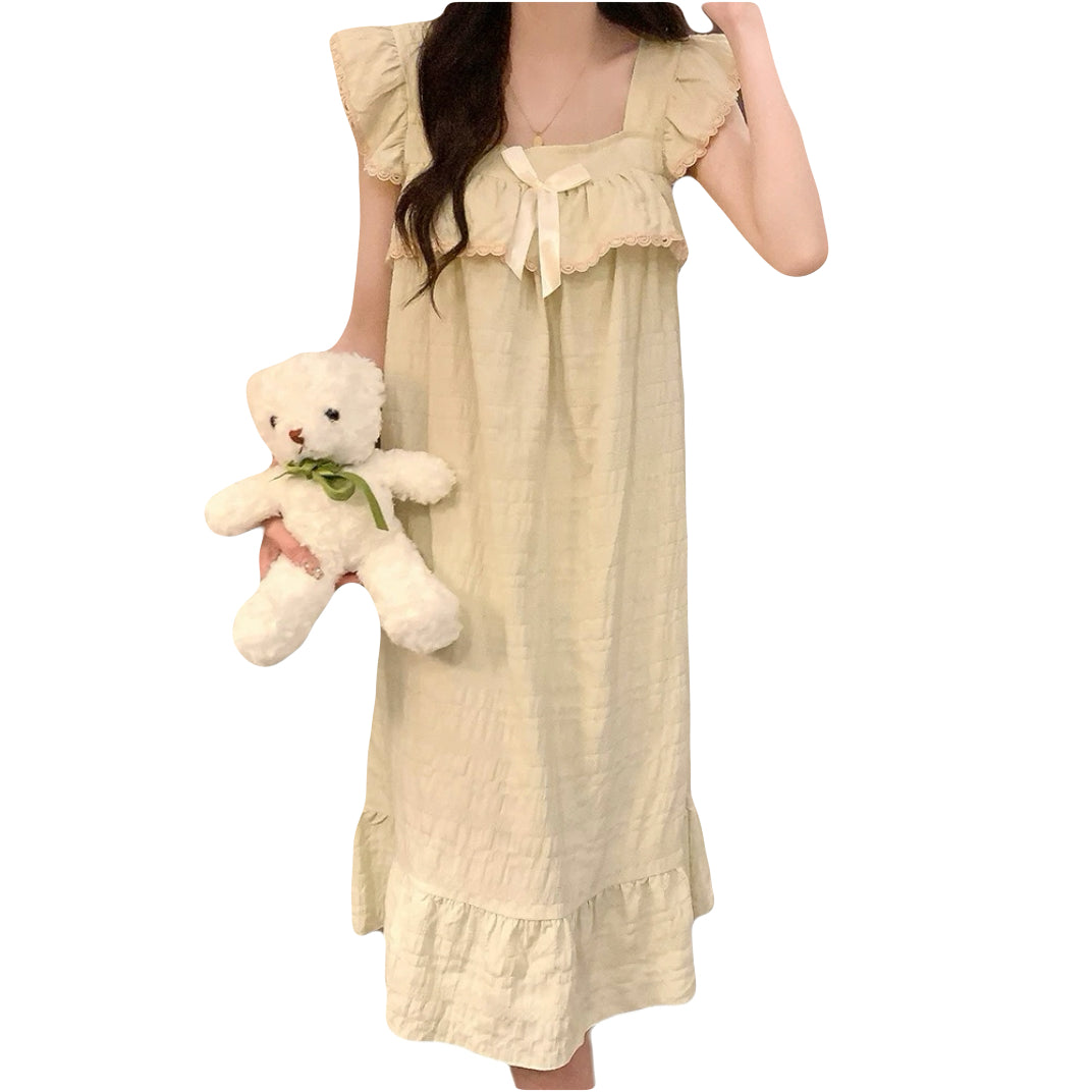 fairycore loungewear modest cotton nightie soft girl sleepwear sleeveless home dress