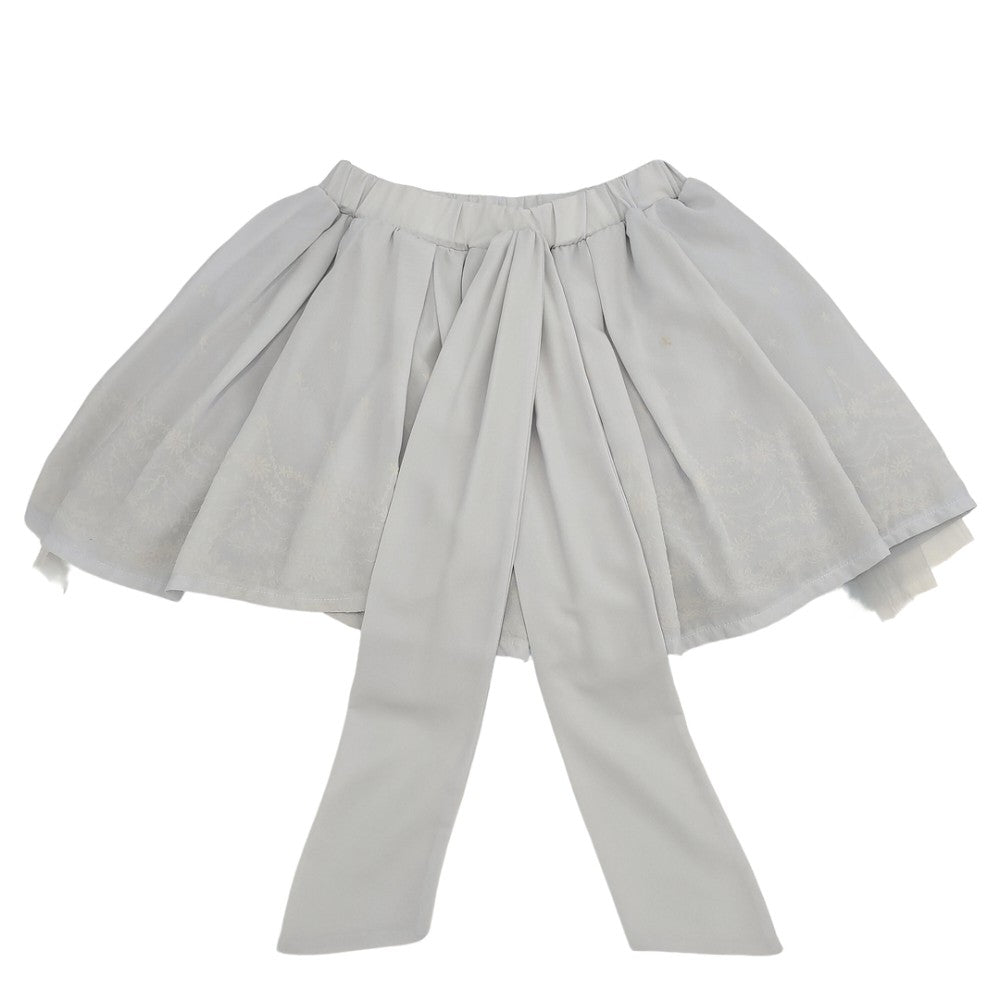 White embroidery floral pattern on hemline, soft chiffon fabric