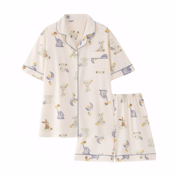 kawaii homewear short sleeve PJs two-piece pajamas knit cotton sleepwear girls nightwear
