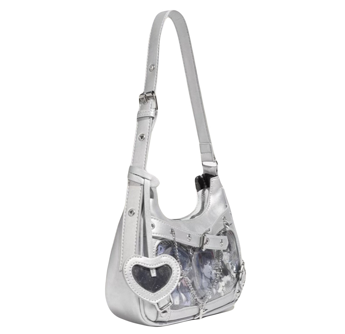 kawaii ita bag anime shoulder PU leather purse heart window handbag