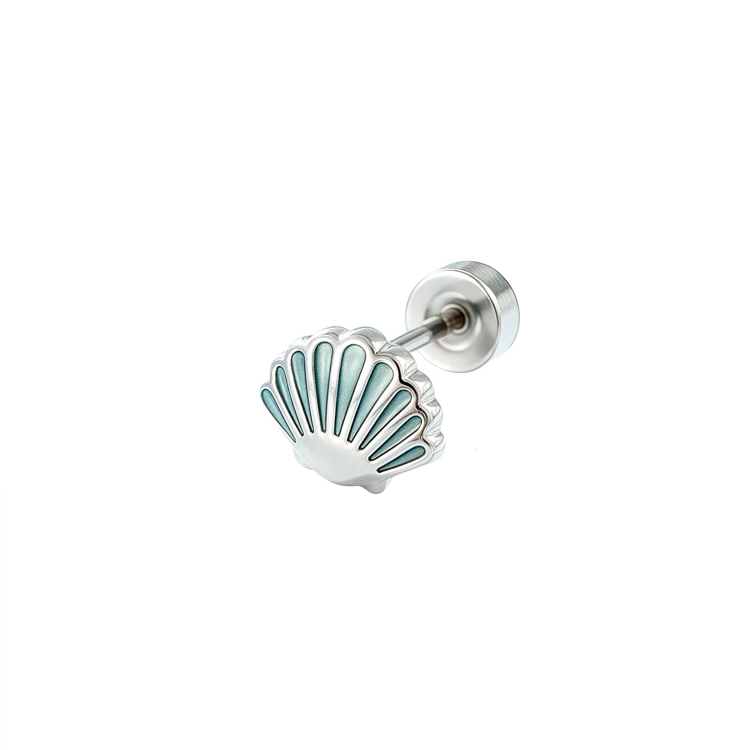 Ocean Starfish or Seashell Titanium Helix Earring Single Piece Screw-in Stud