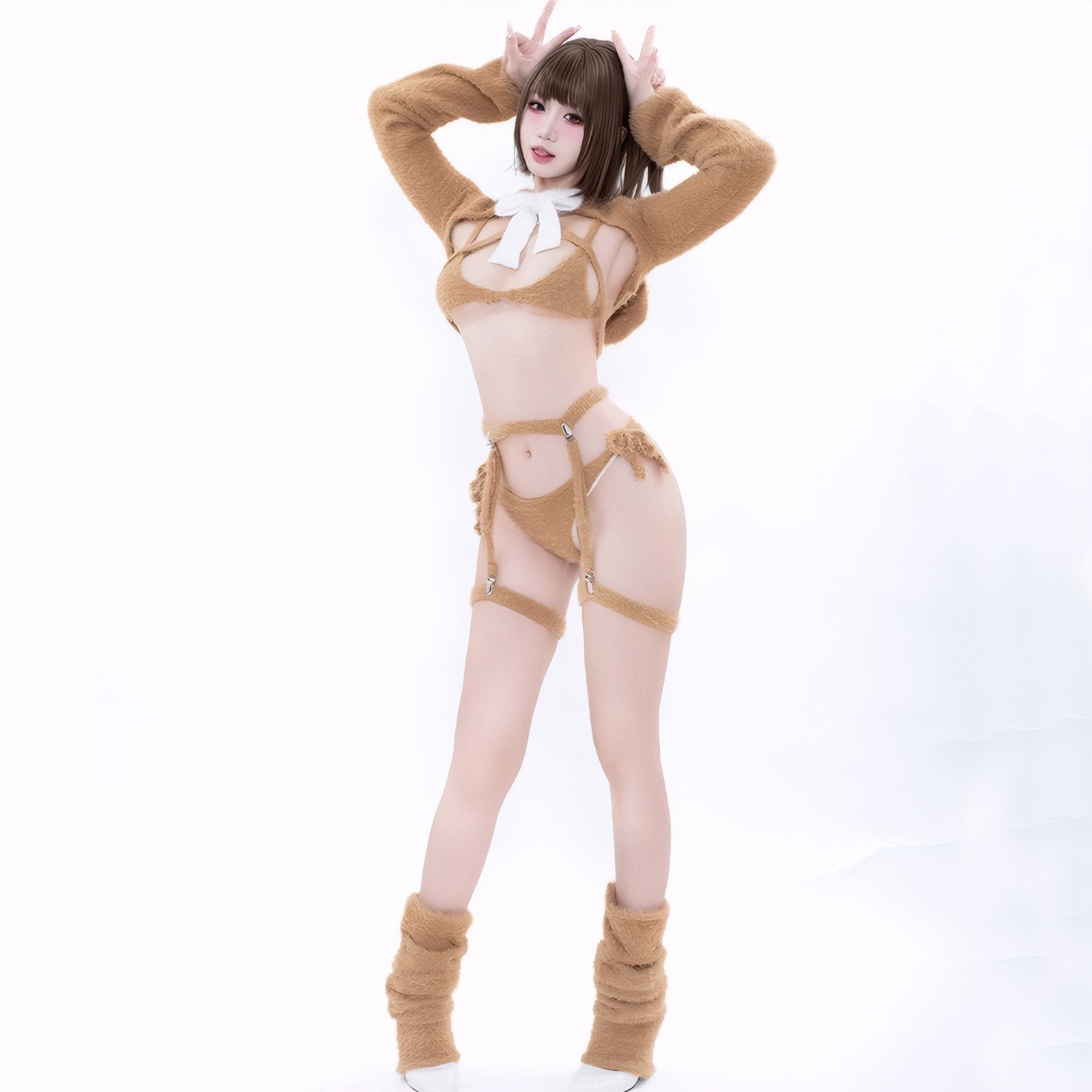 bear cosplay lingerie fuzzy bikini set mink fur cosplay