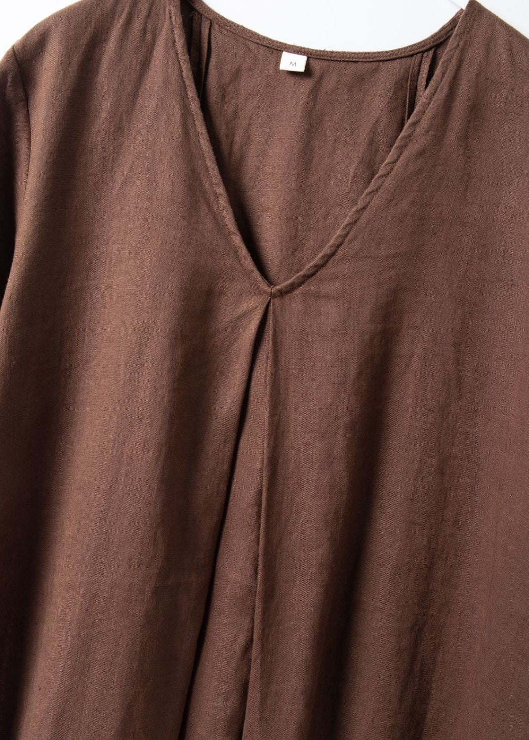 Natural Linen V-Neck Midi Dress with Pocket Elegant Summer Short Sleeve Vintage Loose Fit A-Line Sundress