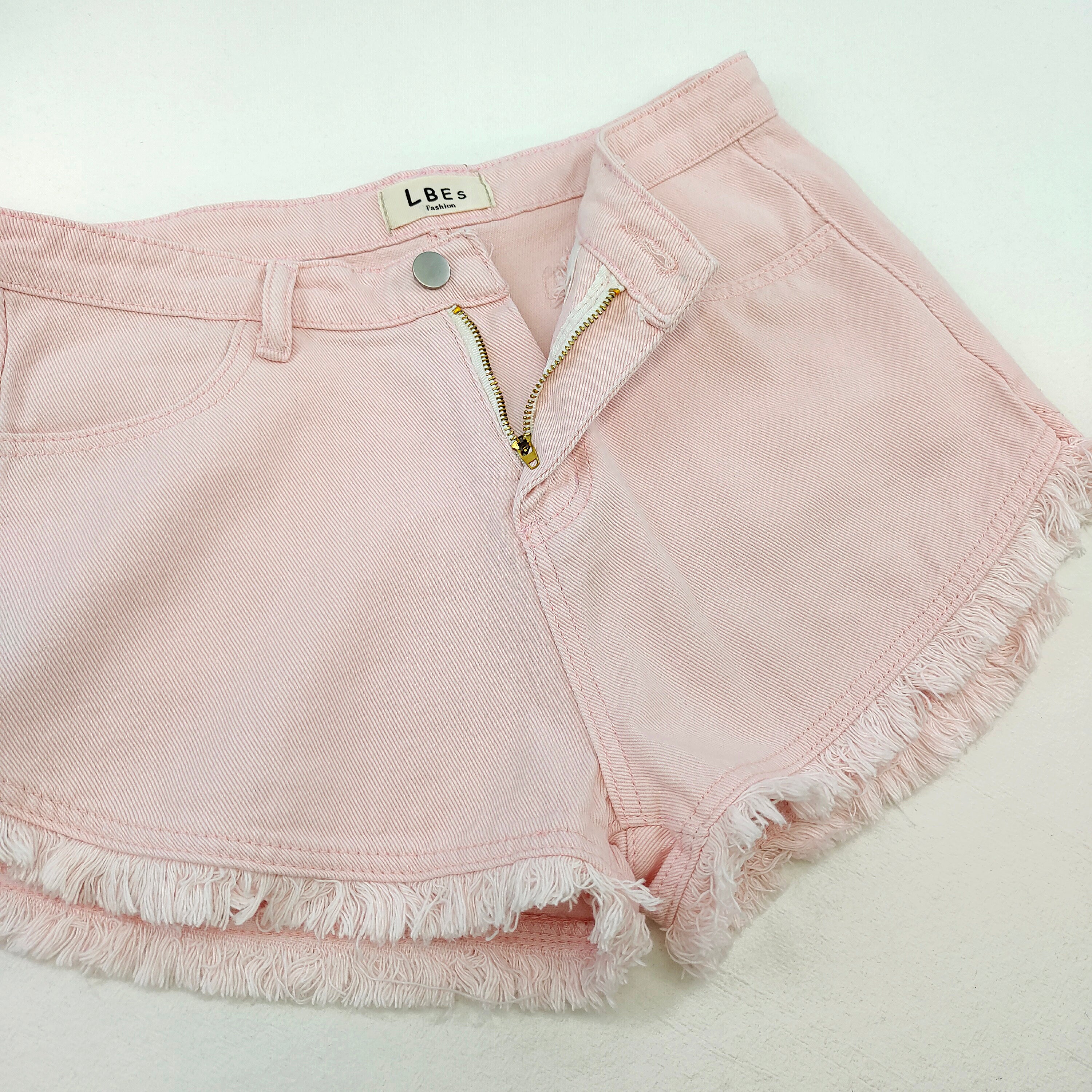 Cute kawaii pastel pink denim shorts for girls