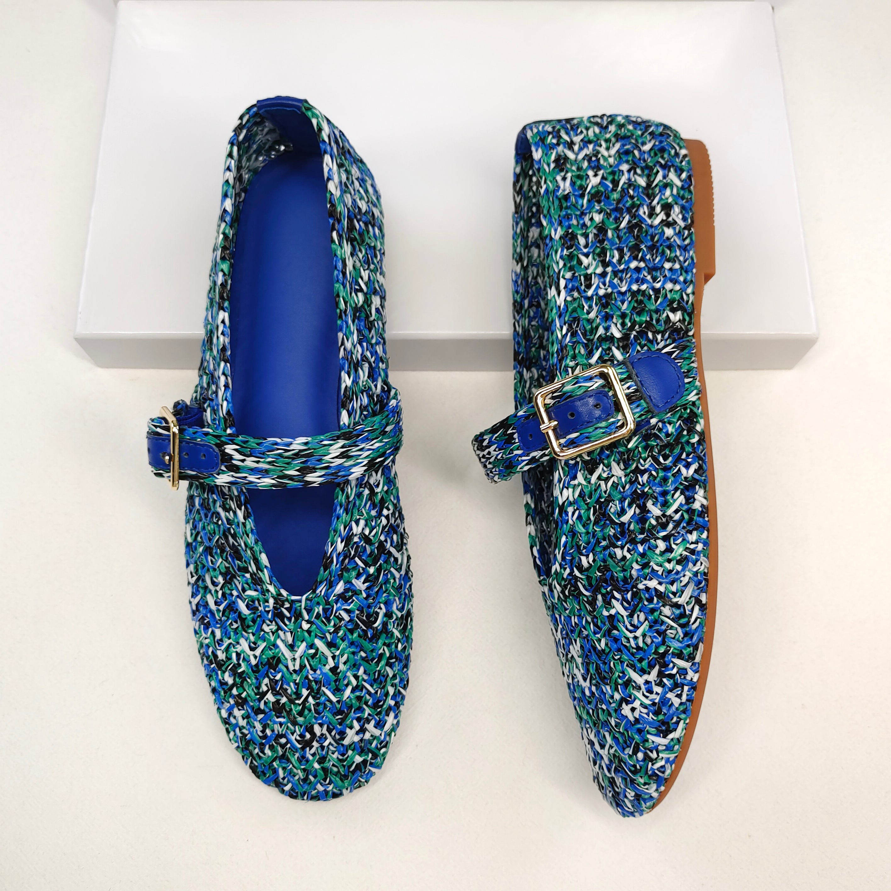 breathable casual flats artisanal women's shoes stylish flat shoes with buckle