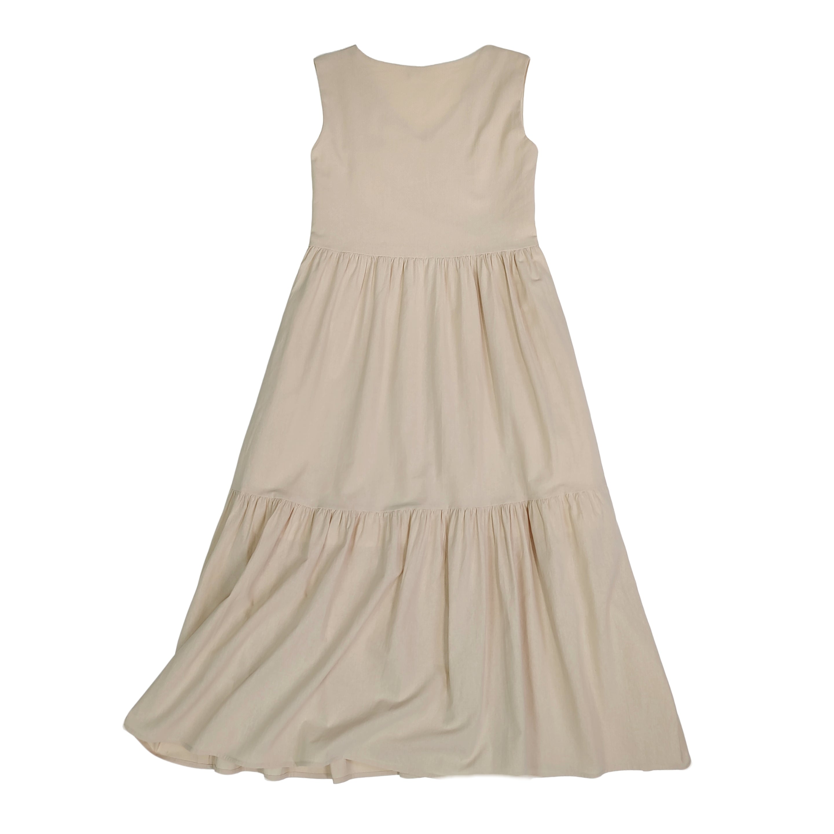 Long cake hem cotton dress, breathable sleeveless maxi, chic summer fashion