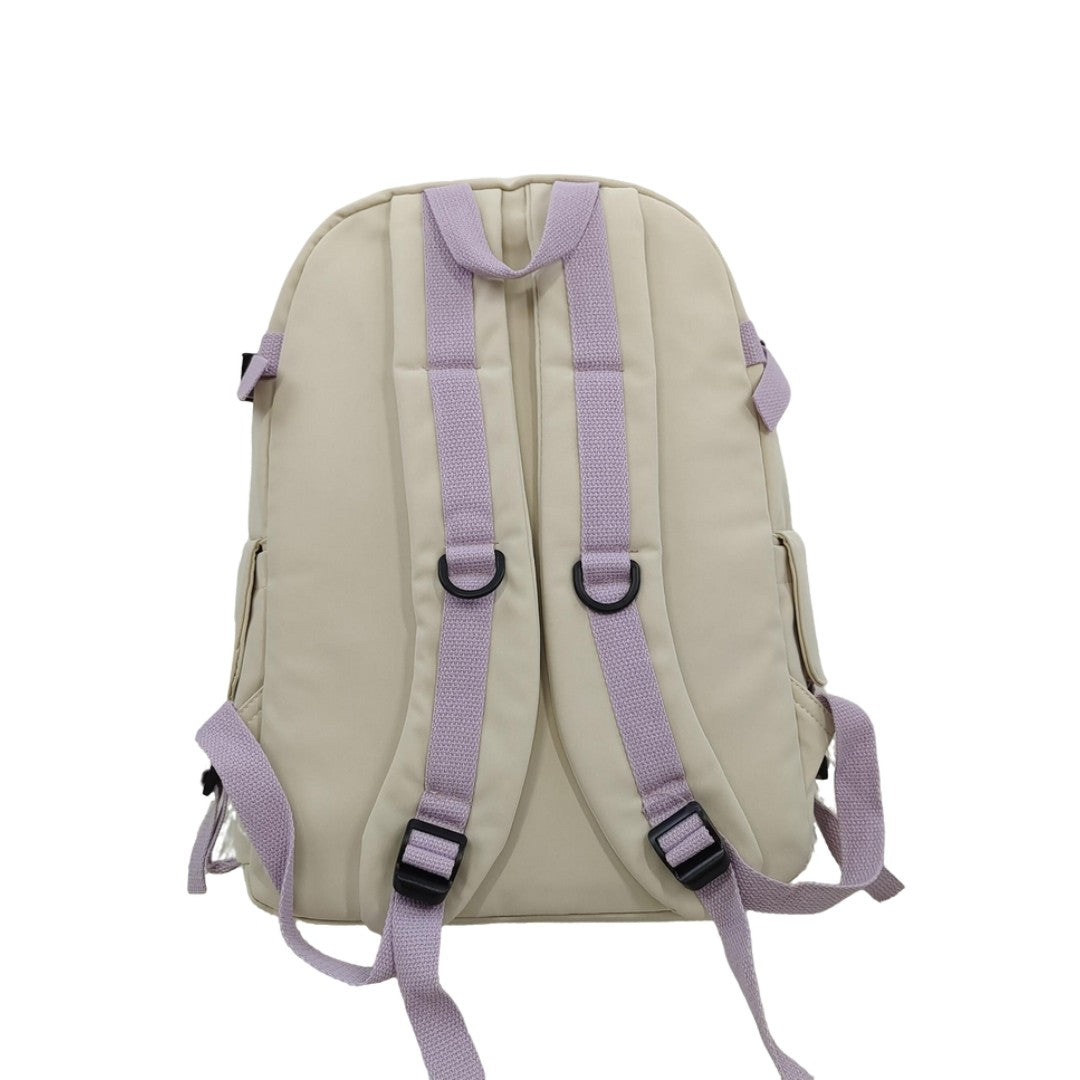 Clearance Beige Multi-Pocket Backpack Good Quality Canvas Travel & School Bag