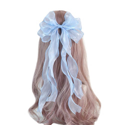 blue veil bow lolita fashion hair accessory cosplay hair bow